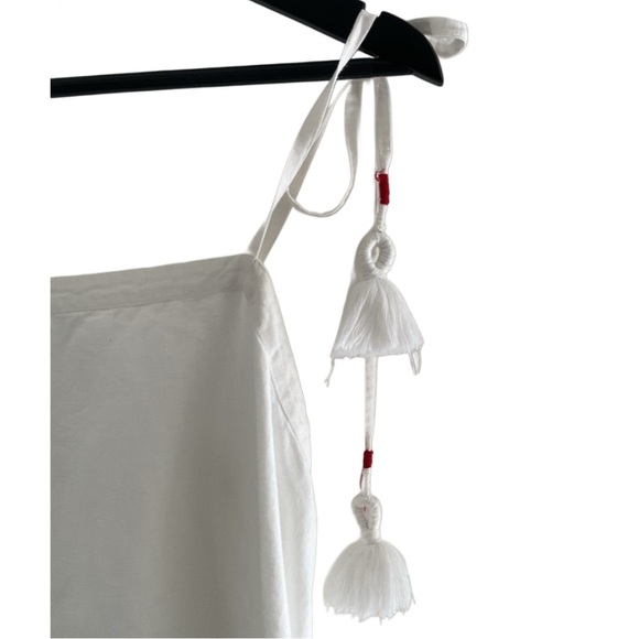 Nibi MTK White & Red Linen Tassels Dress - Picture 3 of 4
